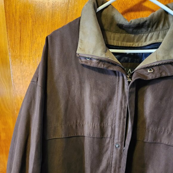 Men's Large Jos. A. Bank Brown Full Zip Overcoat Removable Liner - Picture 3 of 10
